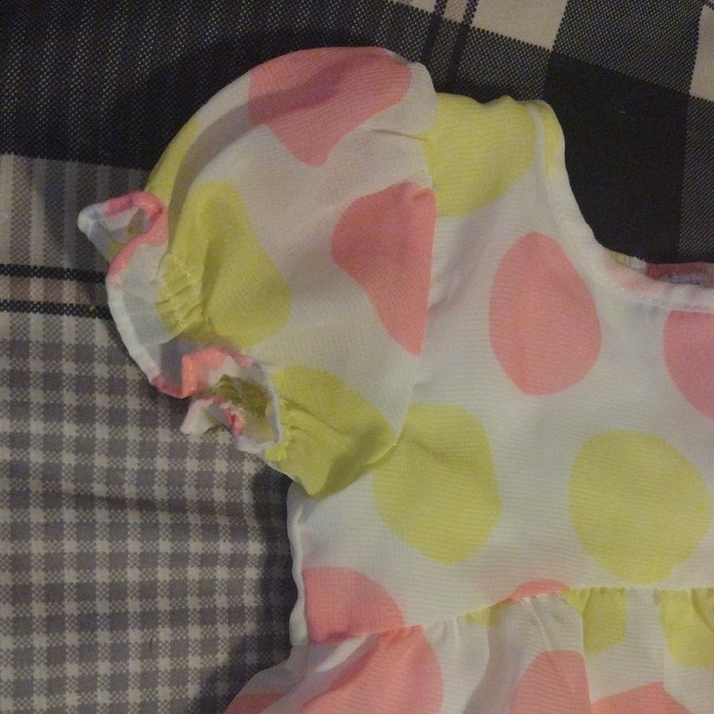 Polka Dot Baby Dress - Yellow & Pink Circles - Picture 3 of 6